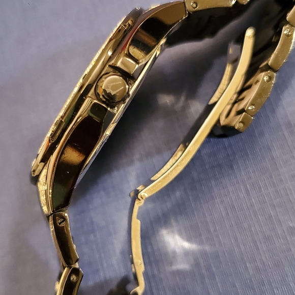 MENS BULOVA 98C102 BLACK STAINLESS STEEL CRYSTAL EMBELLISHED - Picture 2 of 6